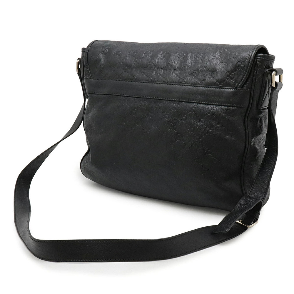 Gucci Black Messenger Crossbody Bag Leather ssima Black